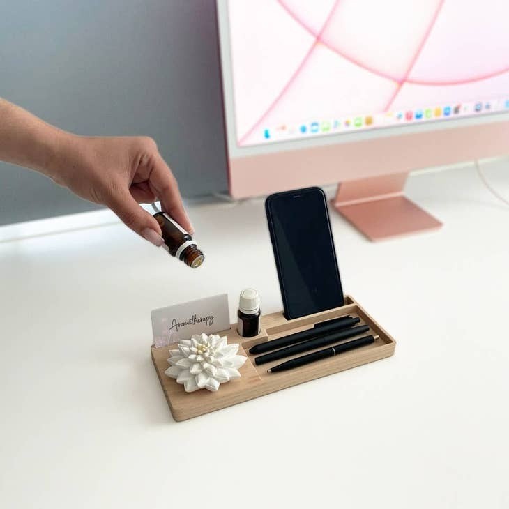 ORGANISATEUR DE BUREAU ET FLEUR EN CERAMIQUE