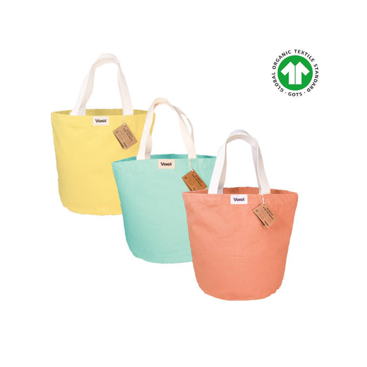 SAC CABAS EN COTON BIO - 3 COLORIS ETE