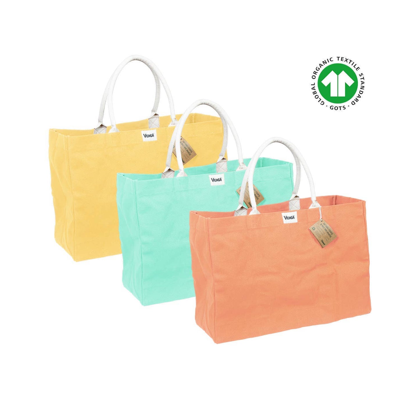 SAC CABAS EN COTON BIO - 3 COLORIS ETE